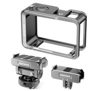 NEEWER Kit de jaula de cámara de acción compatible con DJI Osmo Action 5 Pro 4 3 DJI Mic, accesorios de marco protector con soporte de zapata fría de liberación rápida y adaptador de montaje magnético
