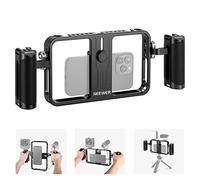 NEEWER Kit de Plataforma de Video Estabilizador, Jaula de Aluminio para Teléfono de Mano con Asas de Silicona y Clip de Teléfono Ajustable Compatible con iPhone 14 Plus 14 Pro MAX 13 Pro MAX Samsung
