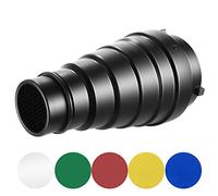 NEEWER - Kit de snoot cónico de aleación de Aluminio Mediano, con Rejilla de Nido de Abeja y 5 Piezas filtros de Gel de Color para Estudio Strobe Monolight Fotografía Flash en Bowens Montura (22 cm)