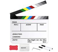 NEEWER Kit de Tablero de Claqueta Acrílica para Directores de Cine, Tablilla de Plástico de 12"x10" con 1 Borrador Magnético, 2 Bolígrafos al Agua, 1 Paño de Limpieza & Llave Hexagonal L (Blanco)
