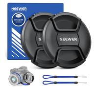 Neewer Kit de Tapa de Lente de 77 mm (2 Pack), Cubierta de Lente con Correa Antipérdida y Paño de Limpieza, Compatible con Canon Nikon Sony Fujifilm Panasonic Lente de Cámara de 77 mm