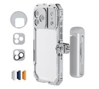 NEEWER Kit Jaula Movil Compatible con iPhone 17 Pro, Accesorio Estabilizador para Vídeo con 67mm Anillo Filtro, 17mm & T Mount Placa Trasera Objetivo, Asa Bluetooth Liberación Rápida, PA143 (Plata)