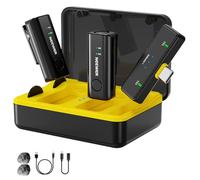 NEEWER KM23 Pro Micrófono Solapa Inalámbrico para iPhone Android Tableta Portátil PC Ordenador Grabar Vídeo Streaming con Estuche Carga Cable OTG USB-C Condensador Mini Clip On Lapel Mic 40m Alcance