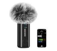 NEEWER KM23B Micrófono Solapa Inalámbrico Lavalier Mic Bluetooth App Control, Compatible con iPhone Android 8Hrs Batería Vocal Mejora Cancelación Ruido Ajuste Volumen Corte Bajo para Streaming Vlogs