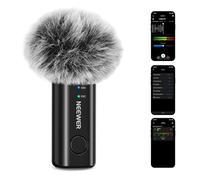 NEEWER KM23B Micrófono Solapa Inalámbrico Lavalier Mic Bluetooth App Control, Compatible con iPhone Android 8Hrs Batería Vocal Mejora Cancelación Ruido Ajuste Volumen Corte Bajo para Streaming Vlogs