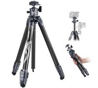 NEEWER LITETRIP 62" Trípode Viaje Cámara, Soporte Portátil Fibra Carbono con Nivelación ±15° Extraíble 360° Rótula Pan, Carga Máx 22lb/10kg, Placa Arca QR Compatible con Peak Design Capture V3, LT34