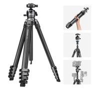 NEEWER LITETRIP LT38 Trνpode de Viaje de 61"" Fibra de Carbono para Cαmara 360 Pan Tilt Cabezal de Bola de Perfil Bajo Eje Central Flexible Placa