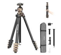 NEEWER LITETRIP Carbon Fiber Travel Tripod con Pan Tilt Rótula Perfil Bajo, 61" Arca Tipo DSLR Camera Soporte Celular Compatible con PD V3 Plates iPhone, 2 Columnas Centrales, Carga Máx 22lb, LT39
