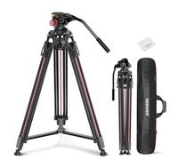 NEEWER LL38 - Trípode de cámara de Video de 2 m con Cabezal Fluido y paño de Limpieza, Soporte de trípode de Metal Resistente con Placa de liberación rápida de un Solo Paso Compatible con videocámara