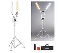 NEEWER Luz Esteticista con Soporte para Teléfono,Compatible con Control 2.4G/PC/Mac y Control Separado de 2 Cabezales de Luz,CRI98+ Lámpara de Pestaña yLuz de Tatuaje Regulable Continua Bicolor,BH40B