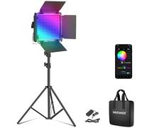NEEWER Luz LED RGB Estudio Video con Trípode, App Control 50W 7000lx CRI97+ 3200-5600K Panel Key Lighting Regulable Kit, para Transmisión de Juegos, Youtube, Grabación y Fotografía, RGB660 Pro II