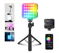 NEEWER Luz Vídeo RGB Cámara Magnética con Trípode Escritorio y 3 Zapatos Fríos, App Control Actualizado, CRI97+ 2500-8500K 17 Escenas 2000mAh Grabación Foto Recargable Panel Luz LED Pequeño, RGB62