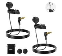 NEEWER Micrófono Lavalier de 9,7 mm de diámetro (paquete de 2), micrófono de condensador omnidireccional TRS de 3,5 mm con cable de 1,5 m y parabrisas para grabación de video, vlogging, filmación