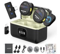 NEEWER Micrófono Lavalier Inalámbrico para iPhone Mini Mic Solapa Set Cancelar Ruido y Estuche de Carga USB C OTG Batería 24H 200m Alcance Compatible con iPhone 16 15 Android PC Portátil, KM18