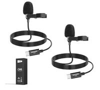 NEEWER Mini Micrófono de Solapa USB C, 2 Pack Compatible con iPhone 16 15 Pro MAX, Teléfono Android, Tableta, PC, Micrófono de Solapa de Condensador Omnidireccional con Clip y Cable de 2m/6.6ft