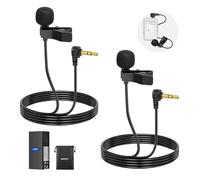 NEEWER Mini Micrófono Solapa (Paquete de 2), 6.6pies/2m Clip On Mic Solapa Condensador Cable con 3.5mm TRS Conector Compatible con dji Mic 2 Rode Wireless Go II CM28 CM31 Cámara, LM5