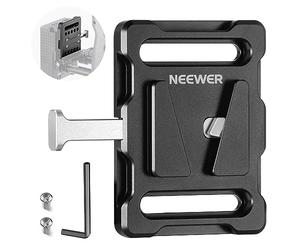 NEEWER Mini Placa de Batería V Mount Battery Plate con Rosca 1/4" y Botón de Liberación Rápida, Compatible con FXLION Sony NEEWER V Lock Mount Batería y 15mm Rod Clamp, PS005