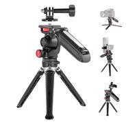 NEEWER Mini Trípode para Móvil Y Cámara con Asa/Soporte de Teléfono/Adaptador de Cámara, 360° Panorámica e Inclinación Mango Agarre Compatible con Gopro dji Osmo Pocket 3 Insta360 iPhone DSLRs, TS003