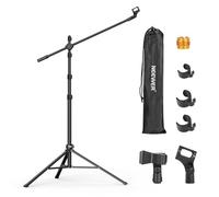NEEWER MS046 - Soporte de micrófono con brazo de brazo, soporte ajustable resistente y brazo con 2 abrazaderas de soporte de micrófono, 3 clips de cable, bolsa, adaptador de 3/8 a 5/8 pulgadas para