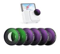 NEEWER ND Filter Set Compatible con Insta360 GO Ultra (UV/CPL/ND8/ND16/ND32/ND64), Atornillar Filtro Objetivos Polarizador Circular Densidad Neutra, Cristal Optico HD Accesorios Cámara Acción, FL-C53
