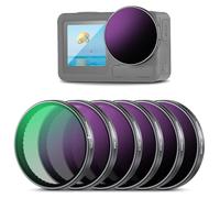 NEEWER ND Filtros Set Compatible con dji Osmo Action 3/4/5 Pro, Paquete de 6 ND8+ND16+ND32+ND64+ND1000+CPL Accesorios Cámara Acción Polarizadora Densidad Neutra, Vidrio Óptico HD Multicapa, FL-A78