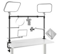 NEEWER NK002 Overhead Camera Mount Rig Platform con Soporte Teléfono/2 Cabezas/Brazos/Super Clamp/Paño para Mic Webcam, Soporte Escritorio Múlti Dispositivo con Ancho Altura Ajustable,Carga 26lb/12kg
