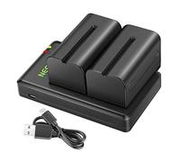 NEEWER NP-F750 2-Paquetes 5600mAh Li-Ion Baterías de Repuesto con Cargador USB, Compatible con Sony NP-F550 570 750 770 930 950 FM55H FM500H QM71 QM91 QM71D y Luz LED NEEWER, Monitor, Deslizante