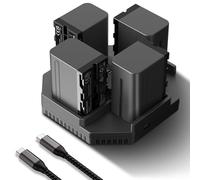 NEEWER NP-F970 Paquete de 4 7800mAh Baterías Repuesto & 100W PD 4 Canal OLED Cargador Rápido para NP-F550 NP-F750 NP-F970 Videocámara Batería, on 100W Cable USB C para Handycam NEEWER Luz LED Monitor