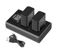 NEEWER NP-FW50 Juego de Cargador de Batería de Cámara para Sony ZV-E10 A7 A7R A7RII A7II A7SII A7S RX10 Series (Paquete de 2 Baterías de Repuesto de 1100mAh MicroUSB y Entrada tipoC Dual Cargador)
