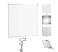 NEEWER Panel de Difusión de Luz Kit con Película Reflectora Plateada/Blanca 75*75cm Marco Plegable con 5/8" Pins Mango para Soporte C Difusor 3 en 1 para Fotografía Producto Retrato Estudio, SF7575F