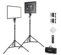 NEEWER Panel de luz LED de vídeo de 18 Pulgadas, Juego de iluminación para fotografía con trípode, Mando a Distancia y paño de Limpieza, 2 Unidades, 45 W Regulable, Bi Color Key Light, 3200 K-5600 K