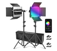 NEEWER Panel Luz de Vídeo LED RGB 660PRO II Mejorada con Control de App y Soporte, 2 Pack 50W Constantes sin Cambio de Color/1% de Atenuación Mínima Precisa/360°RGB/CRI97+/3200K~5600K para Fotografía