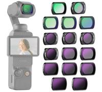 NEEWER Paquete de 16 Filtros ND Compatible con DJI Osmo Pocket 3 / Pocket 4 / Xtra Muse, ND8 ND16 ND32 ND64 ND128 ND256 ND1000 ND8/PL ND16/PL ND32/PL ND64/PL Difusión Negra 1/4 1/8 UV CPL LPR, FL-B06