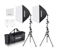 NEEWER Paquete de 2 Bombillas LED equivalentes a 700 W, Bombillas LED de 5700 K, Caja de luz de 24 x 24 Pulgadas con Enchufe E27, paño de Limpieza, Equipo de Estudio fotográfico, Kit de luz Continua