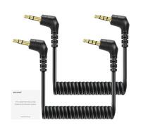 NEEWER Paquete de 2 Cables Auxiliares, 3,5mm TRS Macho a TRRS Macho Coiled Cable Compatible con dji Mic Rode Wireless GO II Hollyland Lark CM28 CM31 Mic iPhone iPad Android Tableta Móvil, LM18