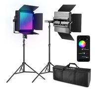 NEEWER Paquete de 2 Luces LED RGB1200 de Video con Control App/2.4G, Kit de iluminación de Llave con Soportes de trípode y Bolsa para fotografía de Estudio de grabación, 60 W/22000 Lux/atenuación