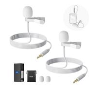 NEEWER Paquete de 2 Micrófono de Solapa Lavalier Compatible con Rode Wireless GO II 2 dji Transmisor de Micrófono Inalámbrico,Condensador con Clip en Micrófono Lav para Youtube Transmisión,CM5,Blanco