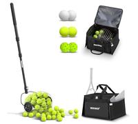 NEEWER Pelotas Tenis Recogedor con Hopper, Telescópico Golf Pelotas Recuperador con Ruedas y Recolector Pickleball, Bolsa Transporte Poliéster para Tenis, Golf y Pickleball Prácticas, TB01S+TB01B