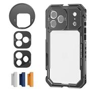 NEEWER Phone Cage Compatible con iPhone 17 Pro MAX, Quick Release Video Rig Estabilizador Accesorios con 67mm Anillo Filtro, 17mm Lens Backplate,T Mount Adaptador, 4xTapa Control Cámara, PA144(Negro)