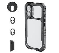 NEEWER Phone Cage Solo Compatible con iPhone 17, Estabilizador Video Rig Liberación Rápida Accesorios Kit con 67mm Filter Ring 17mm Lens Backplate T Mount Adaptador Camera Control Cap, PA158 (Negro)