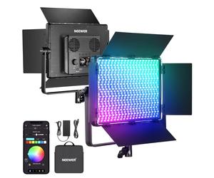NEEWER PL60C RGB Panel LED Luz de Video App/2.4G/Control DMX, 60W 23000Lux/0.5m 2500K-10000K RGBCW Iluminación Estudio de Fotografía Pro /18 Escenas/V Alimentado por Batería para Grabación Streaming