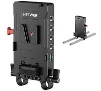 NEEWER Placa de Batería V Mount con 15mm Rod Clamp, Fuente de Alimentación PD 60W Tipo C y D Tap/Puerto DC15V, Compatible con Fxlion Sony NEEWER V Lock Batería,Compatible con SmallRig Video Rig,VB-A1