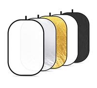 Neewer Portátil 5 en 1 100x150cm Reflector de Luz Multidisco Redondo Plegable Translúcido Plateado Dorado Blanco y Negro para Estudio o Cualquier Situación Fotográfica