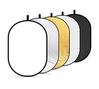 Neewer Portátil 5 en 1 80x120cm Reflector de Luz Multidisco Redondo Plegable Translúcido Plateado Dorado Blanco y Negro para Estudio o Cualquier Situación Fotográfica