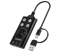 NEEWER PP07 USB C & USB A a 3.5mm Tarjeta Sonido Externa, Adaptador Audio Portátil Accesorios con Silencio/Cancelación Ruido/Ajuste Volumen & Ganancia. Compatible con Mac Windows PC Phone PS4 PS5