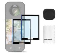 NEEWER Protector de pantalla y protector de lente compatible con cámaras de acción Insta360 X5 X4, película de cubierta de pantalla templada (paquete de 2), funda protectora de silicona y kit de