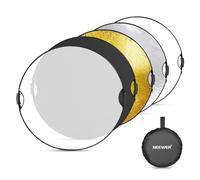 Neewer Reflector de luz de 130 cm con Mango y Rosca de 3/8 Pulgadas, difusor de luz de Disco Plegable 5 en 1 translúcido/Plateado/Dorado/Blanco/Negro para iluminación de fotografía, iluminación