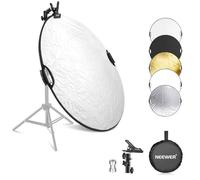 NEEWER Reflector de luz de 56 cm con Abrazadera y empuñaduras, 5 en 1, Plegable, multidisco, Reflector, translúcido, Plateado, Dorado, Blanco/Negro con Rosca de 3/8 Pulgadas para iluminación Exterior