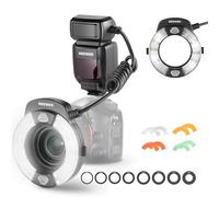 Neewer RF1-S Marco Ring Flash Light Compatible con Fotocamera Sony, 76Ws GN15 5600K TTL, 1-1/128 Salida Delantera/Trasera Cortina Gel Color Anillos Gel Adaptador para Macrofotografía Estudio Fotos