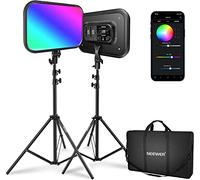 NEEWER RGB168 18,3" Luz de Video RGB con Soportes 2Pack, con Control de App 360° Todo Color 60W Regulable 2500K-8500K CRI97+ 17 Efectos Panel LED Iluminación para Estudio/Juegos/Youtube/Fotografía